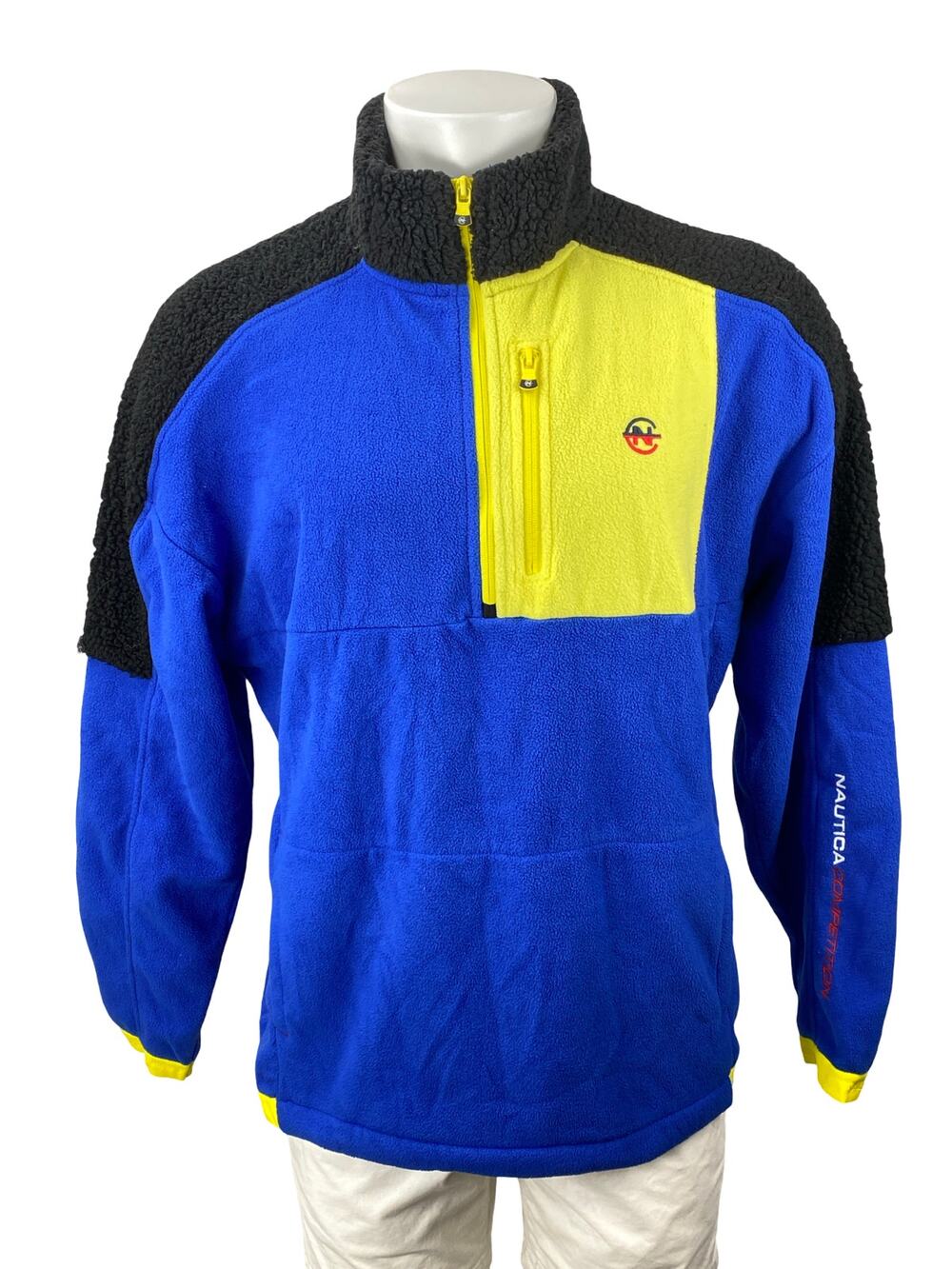 Nautica Competition Sustainably Crafted 1/4 Zip Blue Fleece Sweater Jacket Sz L